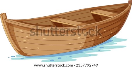 A cartoon illustration of a wooden paddle boat sailing on the water