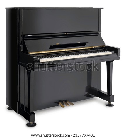 Black Piano isolated on white background, Piano music equipment on white With work path.