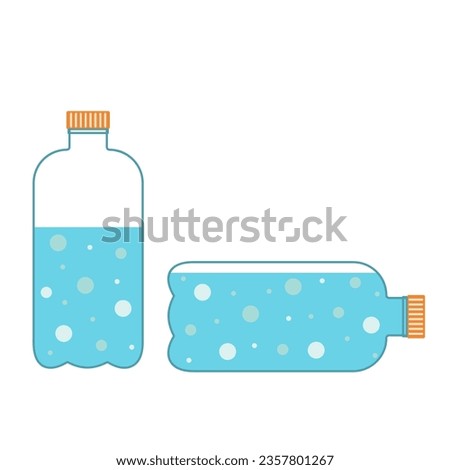 two sealed plastic bottles of pure mineral water. Clip art with a drink