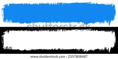 Light blue stroke of paint brush texture isolated on white background with clipping mask (alpha channel) for quick isolation.