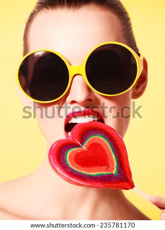 Colorful picture of woman with lollipop