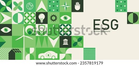 esg environmental social governance sustainable power renewable energy green eco friendly electricity background template vector flyer banner cover poster brochure design Royalty-Free Stock Photo #2357819179