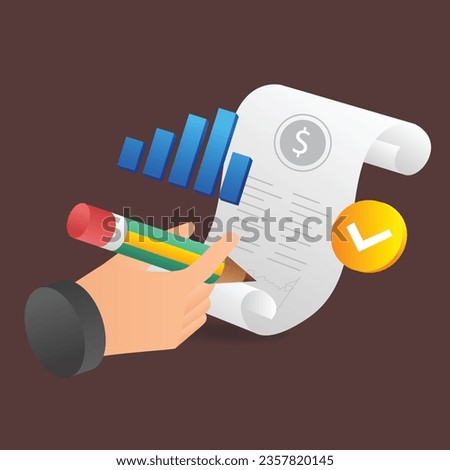 Isometric flat 3d illustration concept of business profit sharing agreement sign