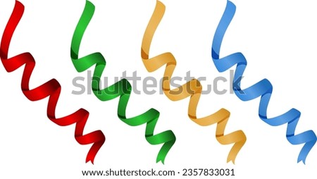 Colorful vector cartoon ribbons in red, green, yellow, and blue