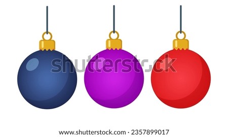 Christmas balls on white background. Christmas Clip Art. Modern baubles. Collection of beautiful decorations for Christmas tree. Vector illustration