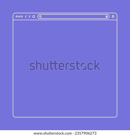 Blank web browser, internet page window with toolbar and search field. Modern website in flat style, line art. Browser mockup for computer, tablet and smartphone. Vector illustration