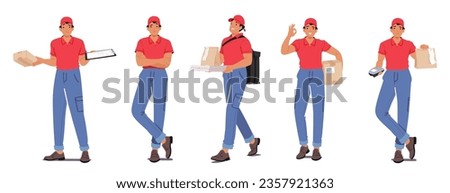 Couriers Swiftly Deliver Packages To Recipients, Ensuring Efficient And Secure Transportation. Characters Maintaining Cargo Logistics And Customer Satisfaction. Cartoon People Vector Illustration