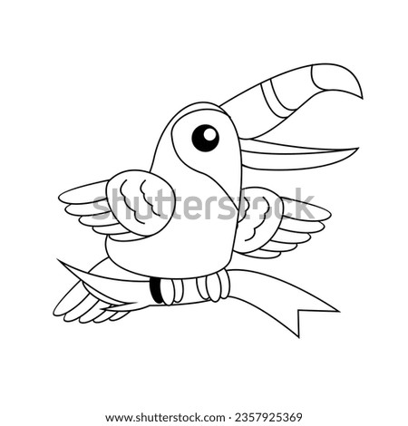 toucan bird drawing line cute black white illustration template