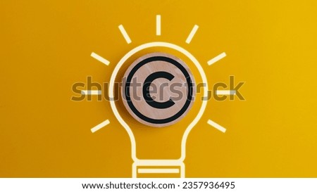 Copyright protect idea concept, author rights and patent intellectual property, Copyright icon inside light bulb. Royalty-Free Stock Photo #2357936495
