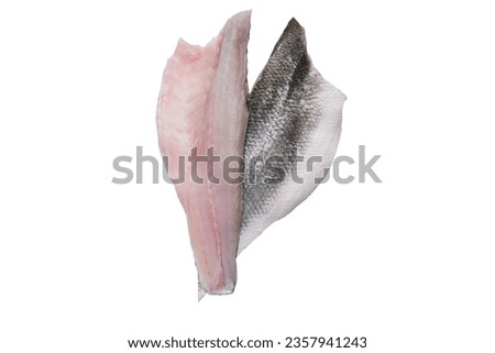 Fresh raw sea bass fillet isolated on a white background Royalty-Free Stock Photo #2357941243