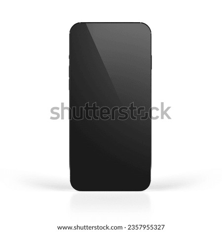 3D Modern Smart Phone Front View with Clipping Path for the Screen