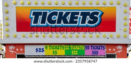 ticket sign on a building at amusement park