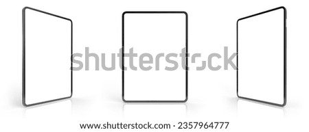 Front and Side View of Digital Tablets with Clipping Path for the Screen