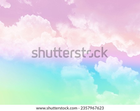 beauty abstract sweet pastel soft green and violet with fluffy clouds on sky. multi color rainbow image. fantasy growing light