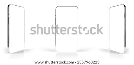 Modern Smartphones on White - Front and Side View - Clipping Path for Screens