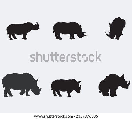 Rhino Silhouette Rhinoceros Symbol Set