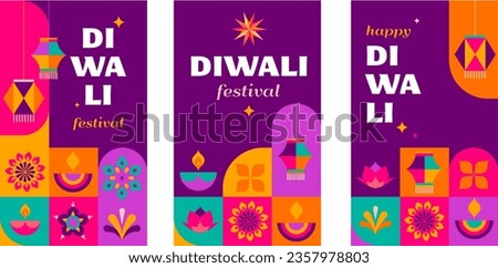 Happy Diwali, festival of light. Modern geometric minimalist design. Poster, banner and social media template. Vector concept design Royalty-Free Stock Photo #2357978803