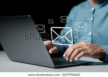 Send bulk documents via email. Direct selling projects in business List of customers who want to send by email. Symbol marketing or newsletter concept. Royalty-Free Stock Photo #2357996623