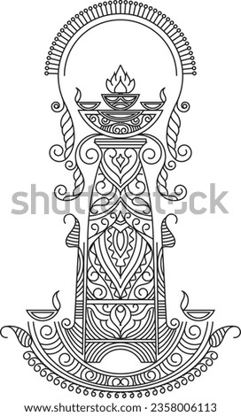 Indian Traditional and Cultural Rangoli, Alpona, Kolam, or Paisley vector line art. Bengal art India. for textile printing, logo, wallpaper	 Royalty-Free Stock Photo #2358006113