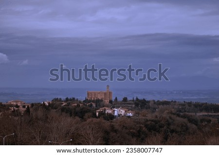 Panorama in the hills of Volterra in the Tuscany region.