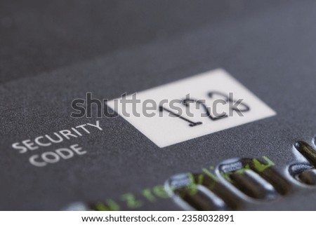 Close-up of Card Security Code (CSC), also known as CVC or CVV, with the CVC code '123' on a credit or debit card. Royalty-Free Stock Photo #2358032891