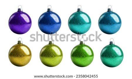 Glitter shimmer Christmas bauble ball on transparent background cutout. PNG file. Many assorted different flavour. Mockup template for artwork design Royalty-Free Stock Photo #2358042455