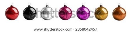 Glitter shimmer Christmas bauble ball on transparent background cutout. PNG file. Many assorted different flavour. Mockup template for artwork design Royalty-Free Stock Photo #2358042457