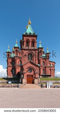 Uspenski Cathedral in Helsinki, Finland. The largest Greek Orthodox church in Western Europe. Royalty-Free Stock Photo #2358043003