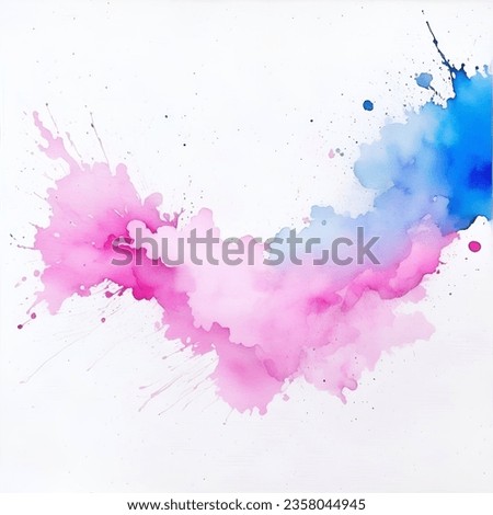 Blue and pink watercolor on a white background. The color splashes on the paper. Royalty-Free Stock Photo #2358044945
