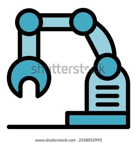 Machine robot icon outline vector. Industry factory. Work process color flat