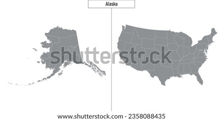 Simple map of Alaska state of United States and location on USA map Royalty-Free Stock Photo #2358088435