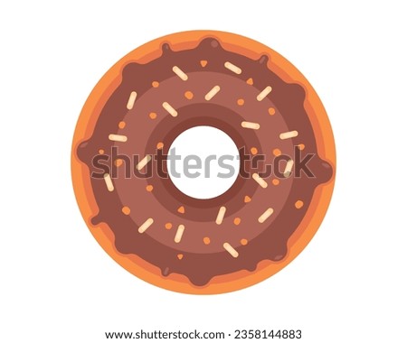 Vector illustration donut isolated on white background. Whole fresh baked donut vector illustration, Glazed cool donuts with topping, For logo, sticker, label, icon or favicon