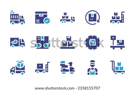 Delivery icon set. Duotone color. Vector illustration. Containing delivery, express, fast, truck, food delivery, package, trolley.