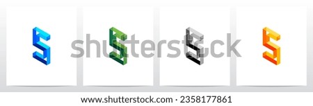 Transparent Isometric Hollow Frame Letter Logo Design S