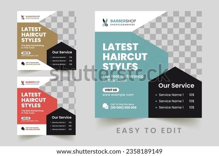 Vector modern barbershop or haircut social media post banner template
