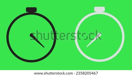 Simple 2D stopwatch start to stop round completion animation. Old school flat stopwatch icon motion graphic. Countdown watch timer.