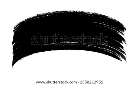 Vector curve paintbrush. Brush strokes template. Grunge design element. Black watercolor texture brushstroke. Dirty distress texture banner. Grungy frame.