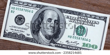 One hundred dollars close up. The national currency of the USA Royalty-Free Stock Photo #2358214681