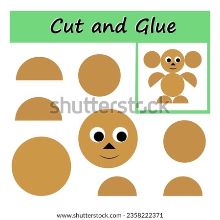 Educational paper game for kids. Cut parts of the image and glue on the paper. DIY worksheet.