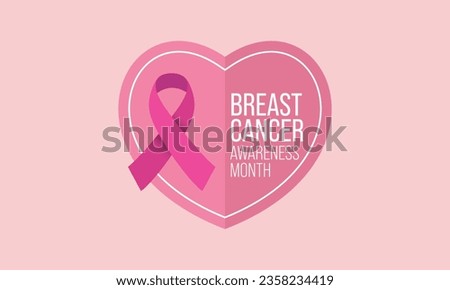Breast Cancer awareness month vector illustration, soft pink ribbon and typography, symbolizing hope and unity, encourages hope and support.