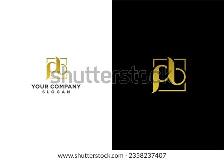 luxury logo letter "p and b" on square frame.