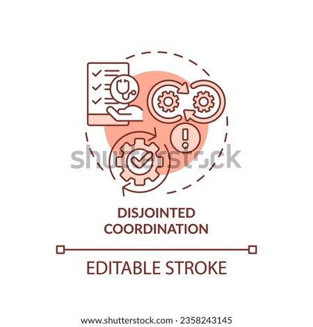 2D editable red icon disjointed coordination concept, isolated monochromatic vector, health interoperability resources thin line illustration. Royalty-Free Stock Photo #2358243145