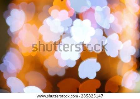 Christmas bokeh background flower shape, at night