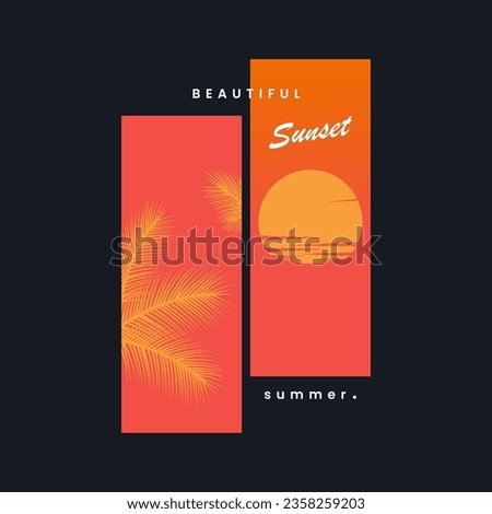 Beautiful sunset illustration, simple vintage t-shirt design
