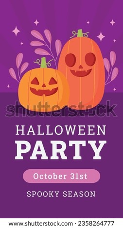 Happy Halloween background. Halloween season celebration. October 31. Vector Illustration. Poster, Banner, Flyer, Greeting Card, Social Media Post. glowing pumpkin. Halloween night party concept.