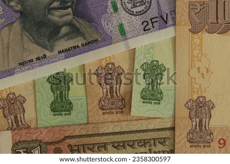 Closeup of Currency Notes, Rupee Notes of India . Royalty-Free Stock Photo #2358300597