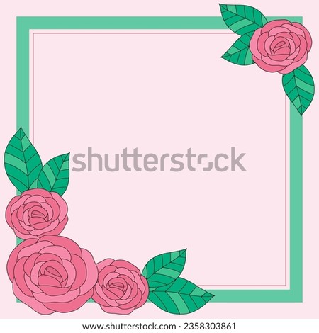 bright pink rose frame, vector illustration