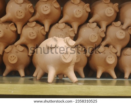 Pig for coins money forming a background 