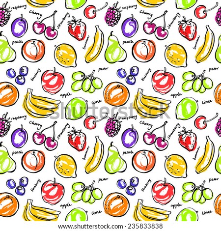 Fresh fruit seamless pattern background