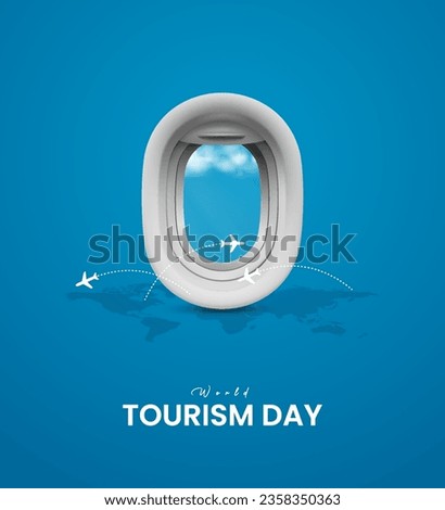 World Tourism Day. World Travel Creative concept. Travel social media posts. Royalty-Free Stock Photo #2358350363